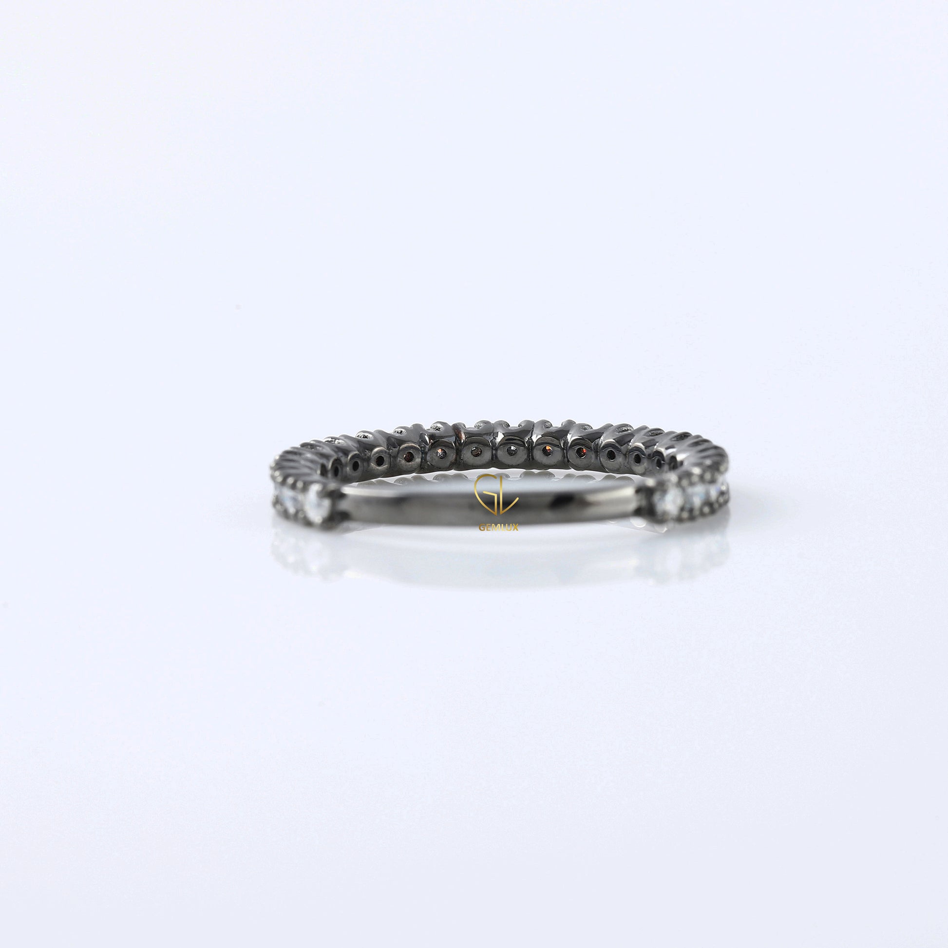 Round Moissanite Diamond Minimalist Eternity Wedding Band