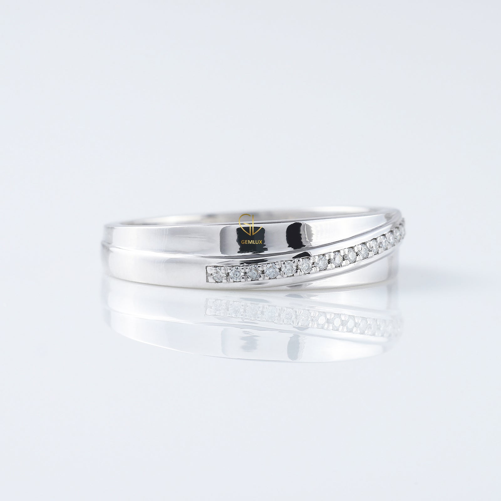 Micro Pave Set Round Moissanite Diamond Wedding Band