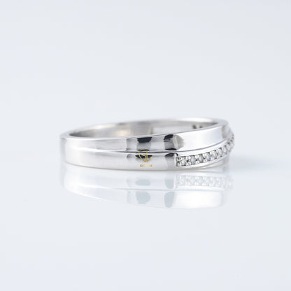 Micro Pave Set Round Moissanite Diamond Wedding Band
