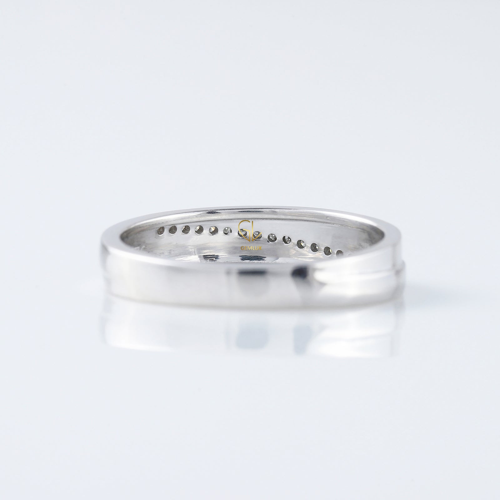 Micro Pave Set Round Moissanite Diamond Wedding Band