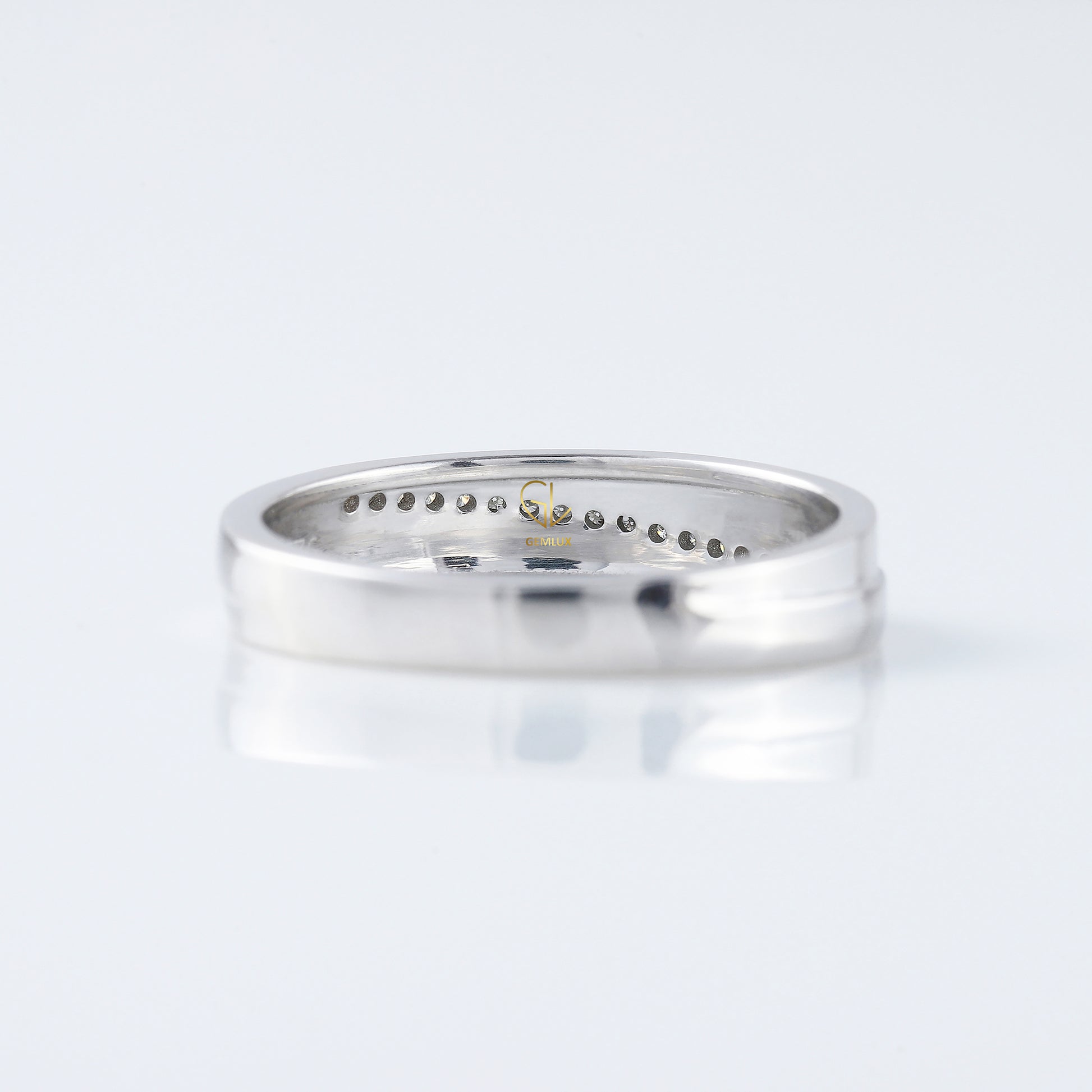 Micro Pave Set Round Moissanite Diamond Wedding Band
