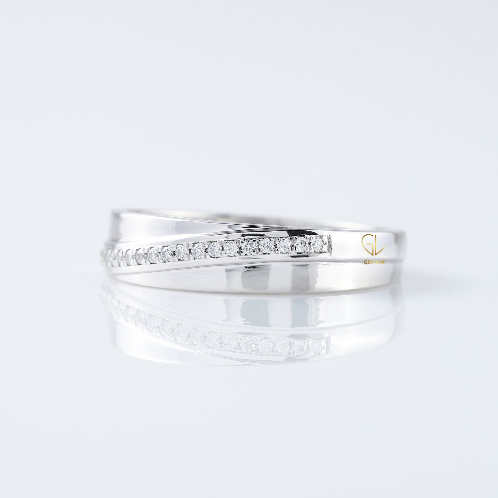 Micro Pave Set Round Moissanite Diamond Wedding Band