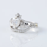 Heart Shape Moissanite Claddagh Ring Set