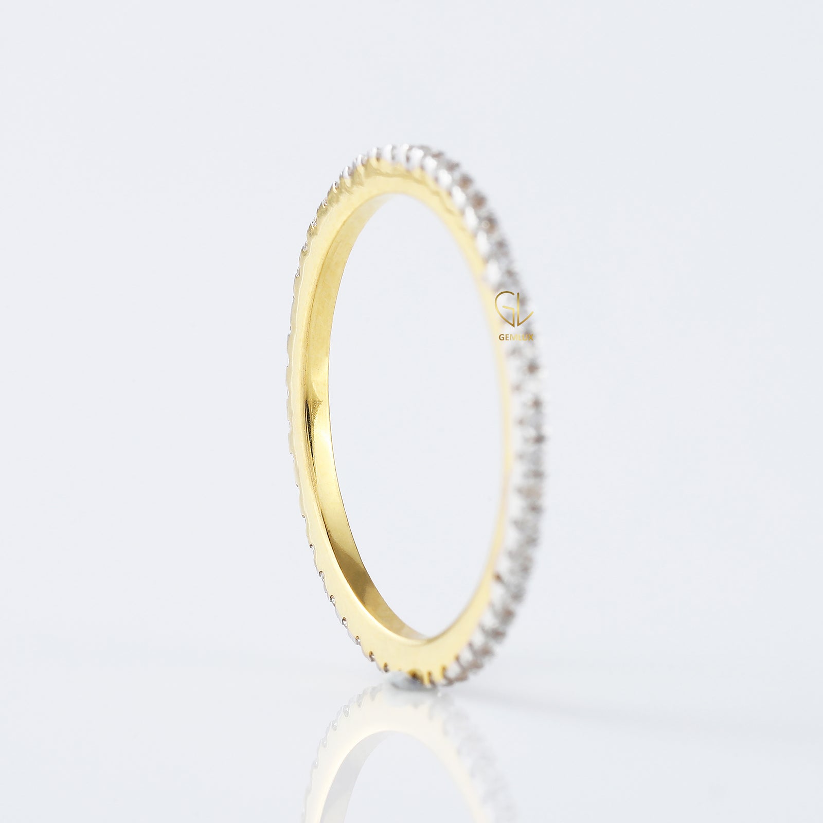 Minimalist Round Moissanite Eternity Wedding Band