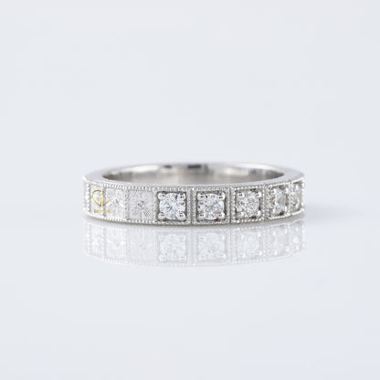 Five Stone Moissanite Antique Milgrain Wedding Band