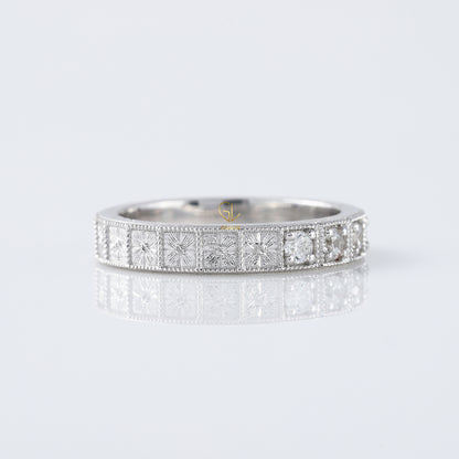 Five Stone Moissanite Antique Milgrain Wedding Band