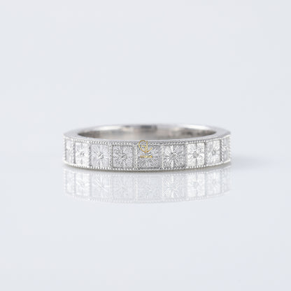 Five Stone Moissanite Antique Milgrain Wedding Band