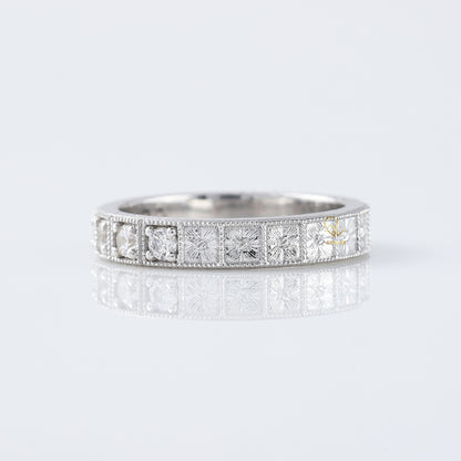 Five Stone Moissanite Antique Milgrain Wedding Band