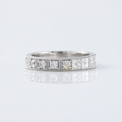 Five Stone Moissanite Antique Milgrain Wedding Band