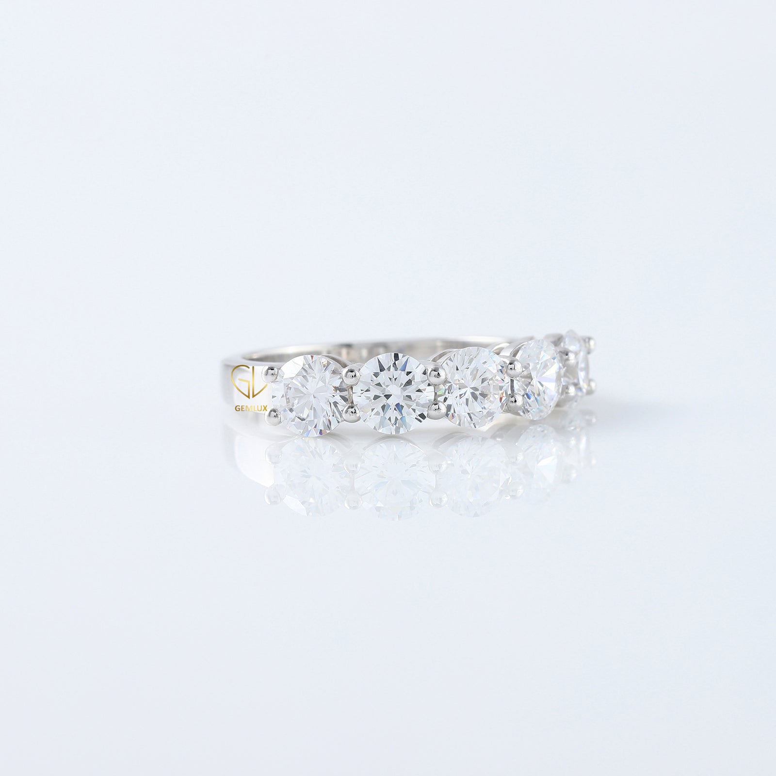 Five Stone Round Cut Lab Grown Diamond Wedding Ring