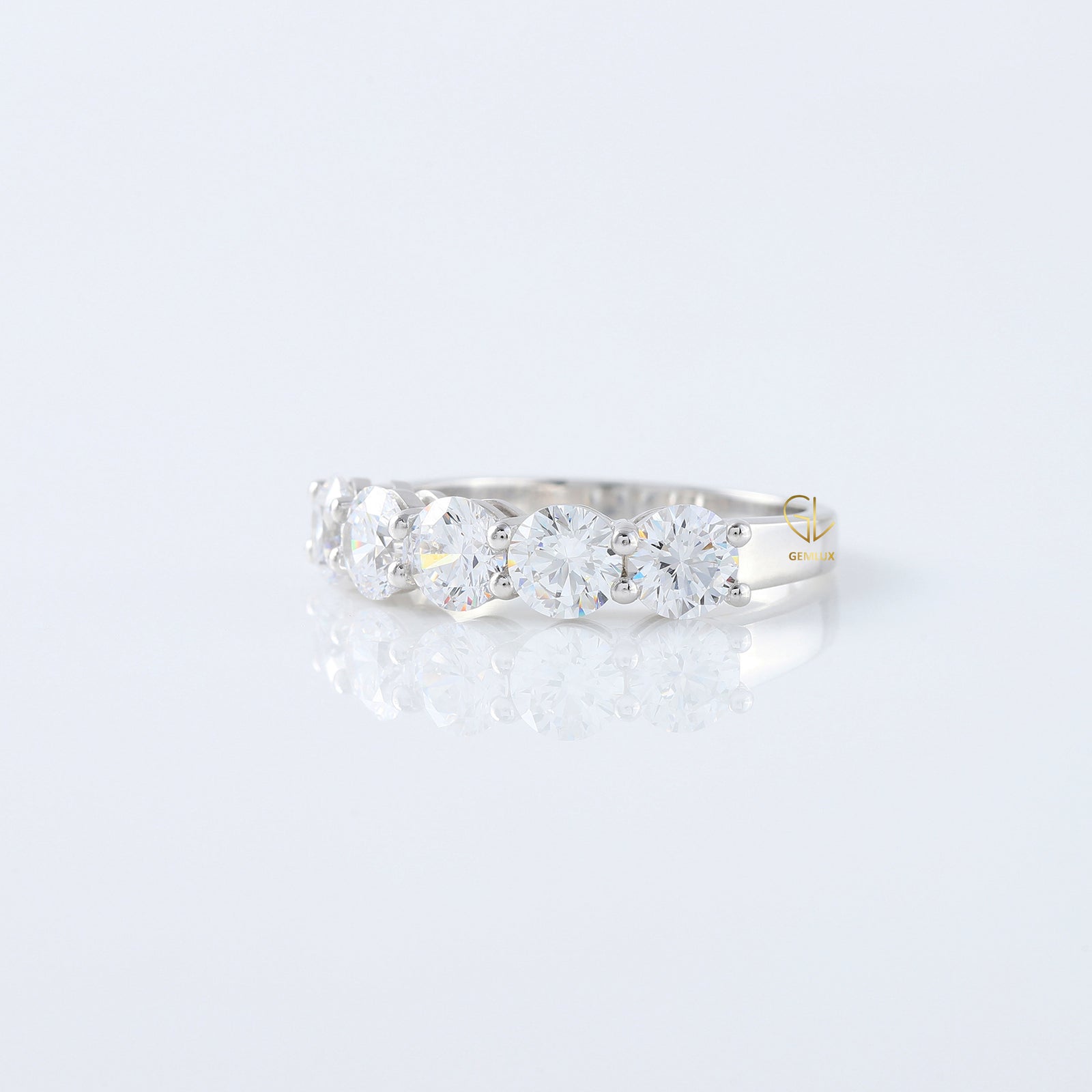 Five Stone Round Cut Lab Grown Diamond Wedding Ring