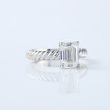 Twisted Wire Rope Emerald Cut Moissanite Solitaire Ring