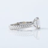Twisted Emerald Cut Lab Grown Wire Rope Solitaire Ring