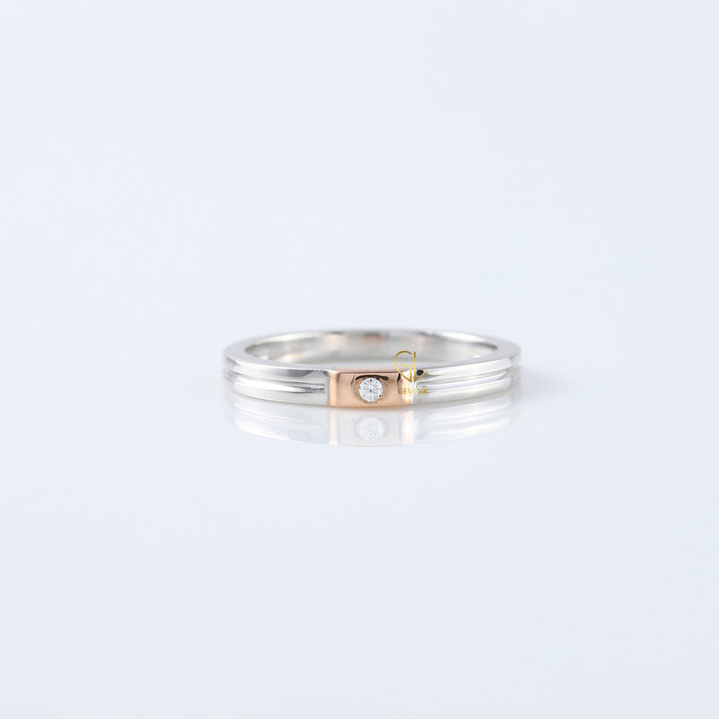Round Moissanite Two Tone Solitaire Diamond Band
