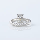 Twisted Emerald Cut Lab Grown Wire Rope Solitaire Ring
