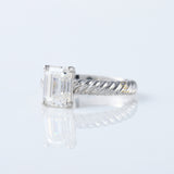 Twisted Wire Rope Emerald Cut Moissanite Solitaire Ring