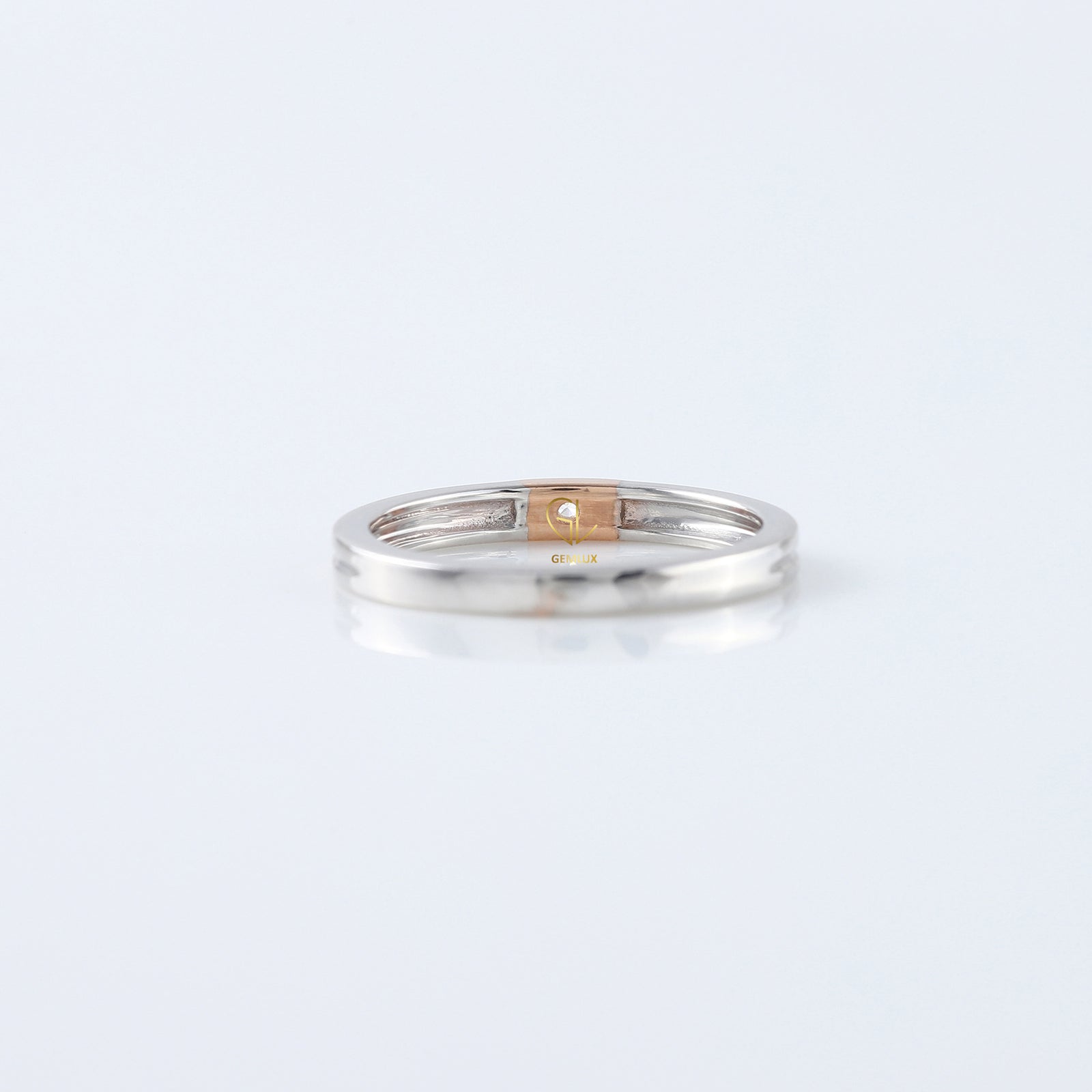 Round Moissanite Two Tone Solitaire Diamond Band 