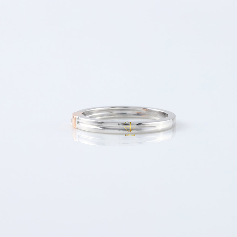 Round Moissanite Two Tone Solitaire Diamond Band