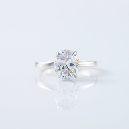 Oval Cut Moissanite Diamond Solitaire Engagement Ring