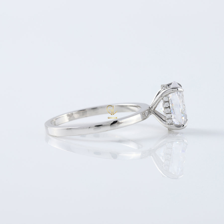 Oval Cut Moissanite Hidden Halo Engagement Ring