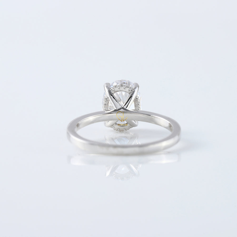Oval Cut Moissanite Hidden Halo Engagement Ring