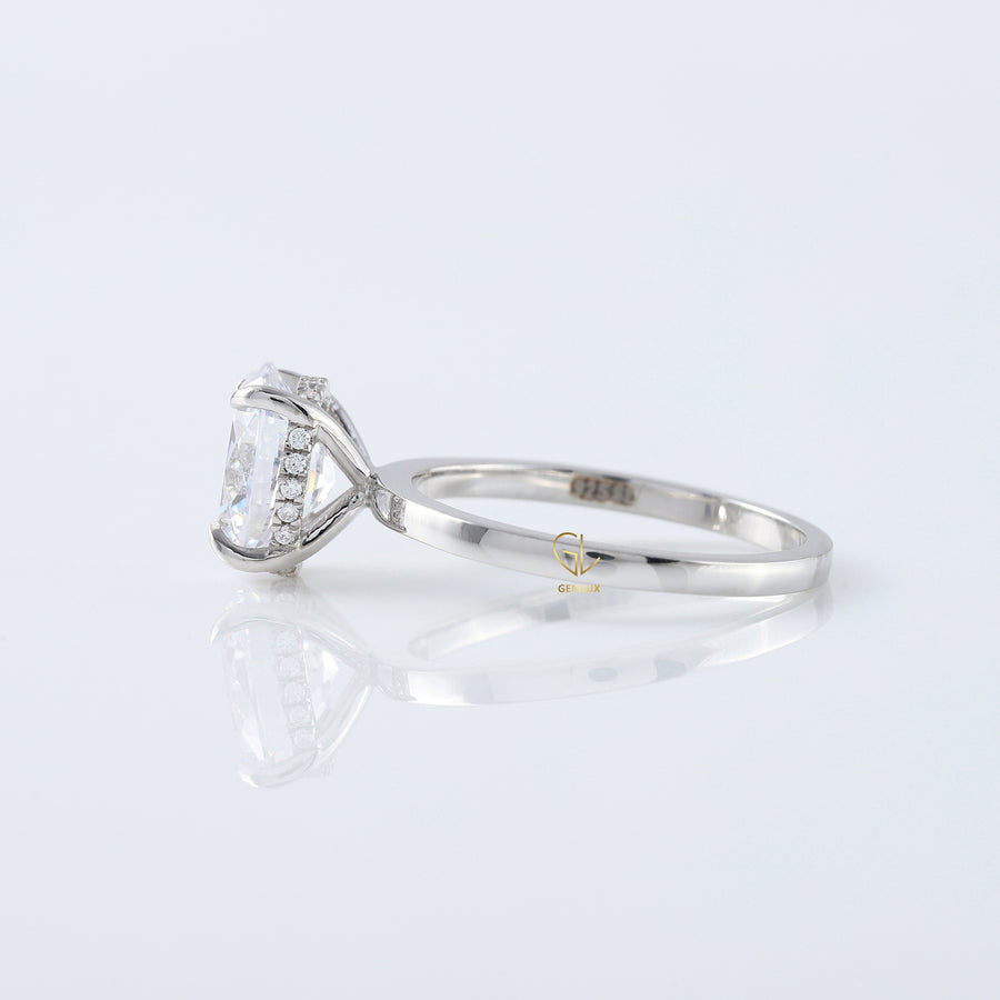 Oval Cut Moissanite Hidden Halo Engagement Ring