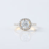 Split Shank Cushion Cut Moissanite Diamond Halo Engagement Ring