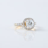 Split Shank Cushion Cut Moissanite Diamond Halo Engagement Ring