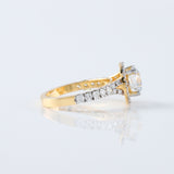 Split Shank Cushion Cut Moissanite Diamond Halo Engagement Ring