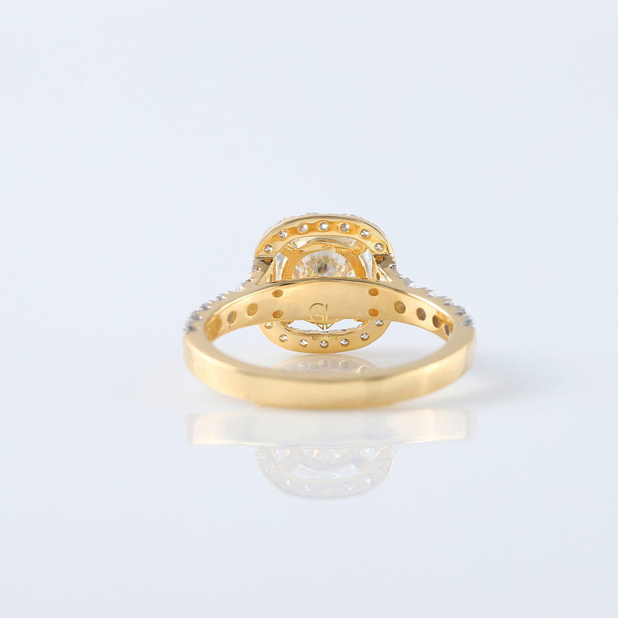 Cushion Cut Moissanite Halo Accent Ring