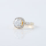 Split Shank Cushion Cut Moissanite Diamond Halo Engagement Ring