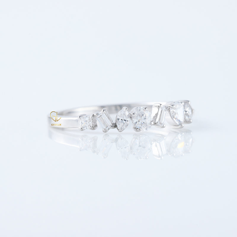 Seven Stone Lab Grown Fancy Cut Diamond Wedding Band
