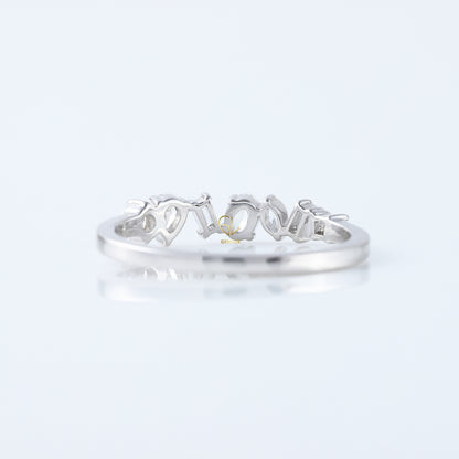 Seven Stone Fancy Cut Moissanite Stackable Wedding Band