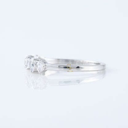 Seven Stone Fancy Cut Moissanite Stackable Wedding Band