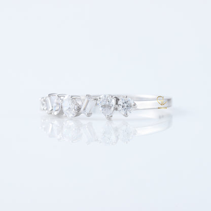 Seven Stone Fancy Cut Moissanite Stackable Wedding Band