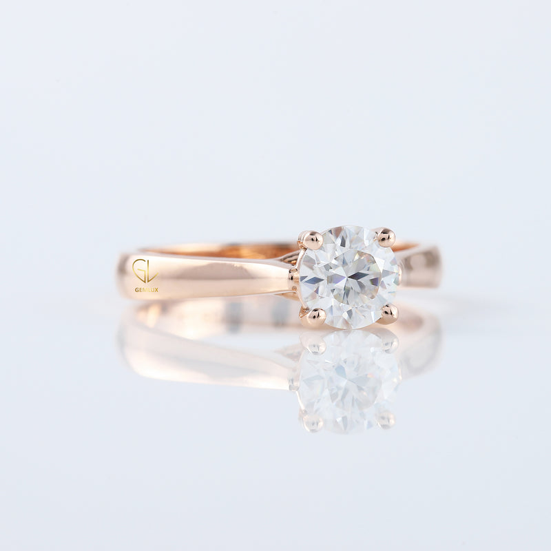 1 Carat Round Cut Lab Grown Pinch Style Soliraire Ring