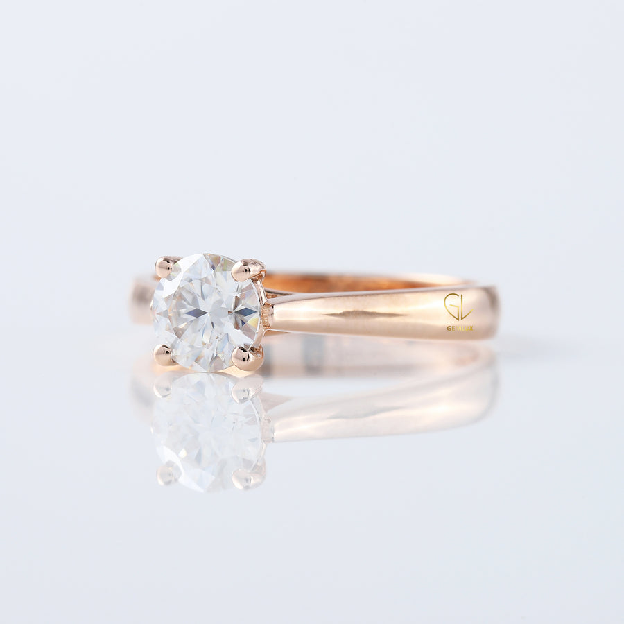 Pinch Style 1 Ct Round Cut Moissanite Solitaire Ring