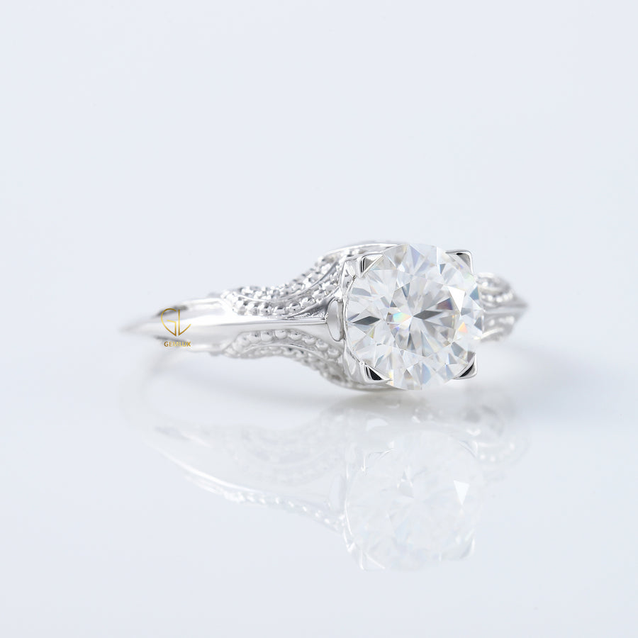 Vintage Inspired Lab Grown Art Deco Filigree Ring