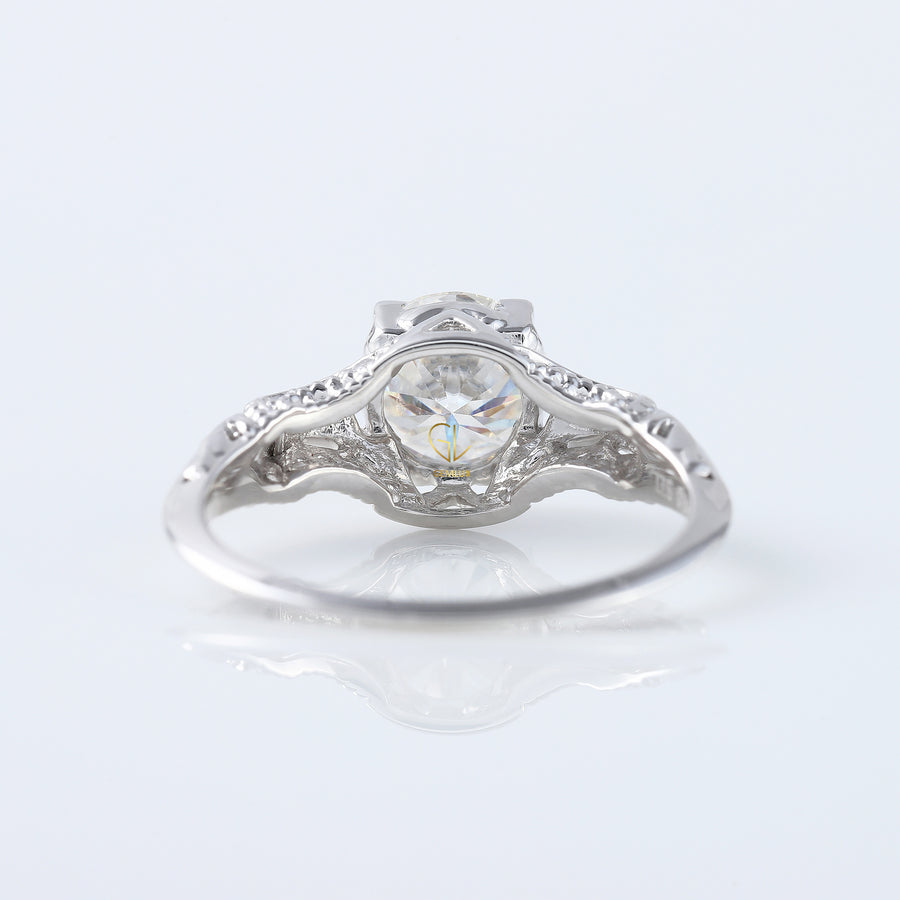 Vintage Inspired Lab Grown Art Deco Filigree Ring