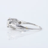 Art Deco Round Cut Moissanite Filigree Engagement Ring