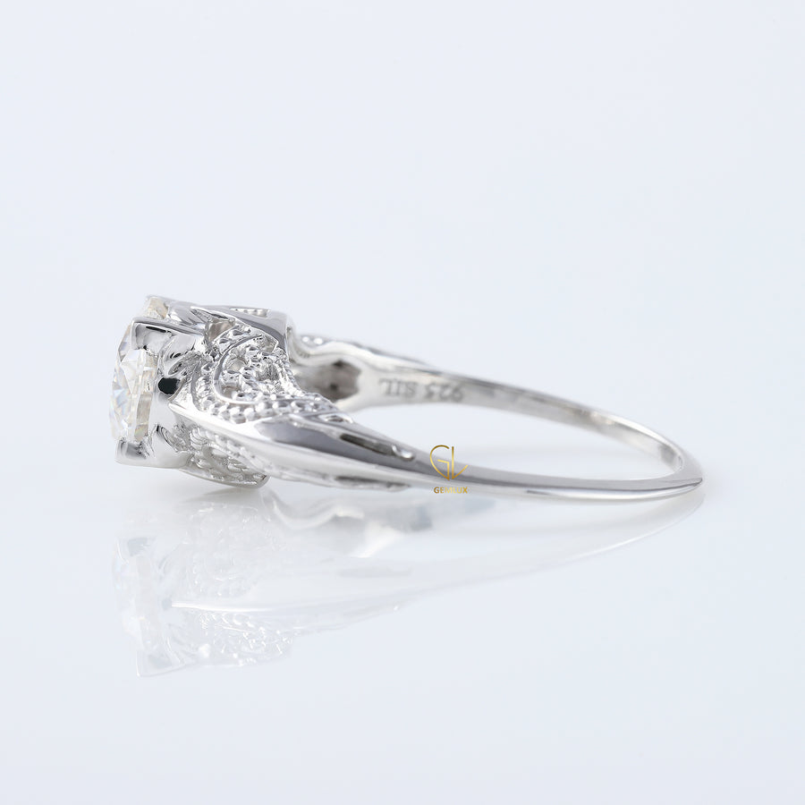 Vintage Inspired Lab Grown Art Deco Filigree Ring