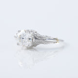 Art Deco Round Cut Moissanite Filigree Engagement Ring