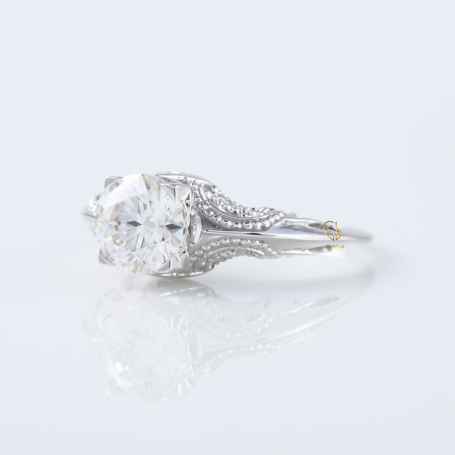 Vintage Inspired Lab Grown Art Deco Filigree Ring