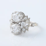 Two Stone Moissanite Art Deco Antique Ring