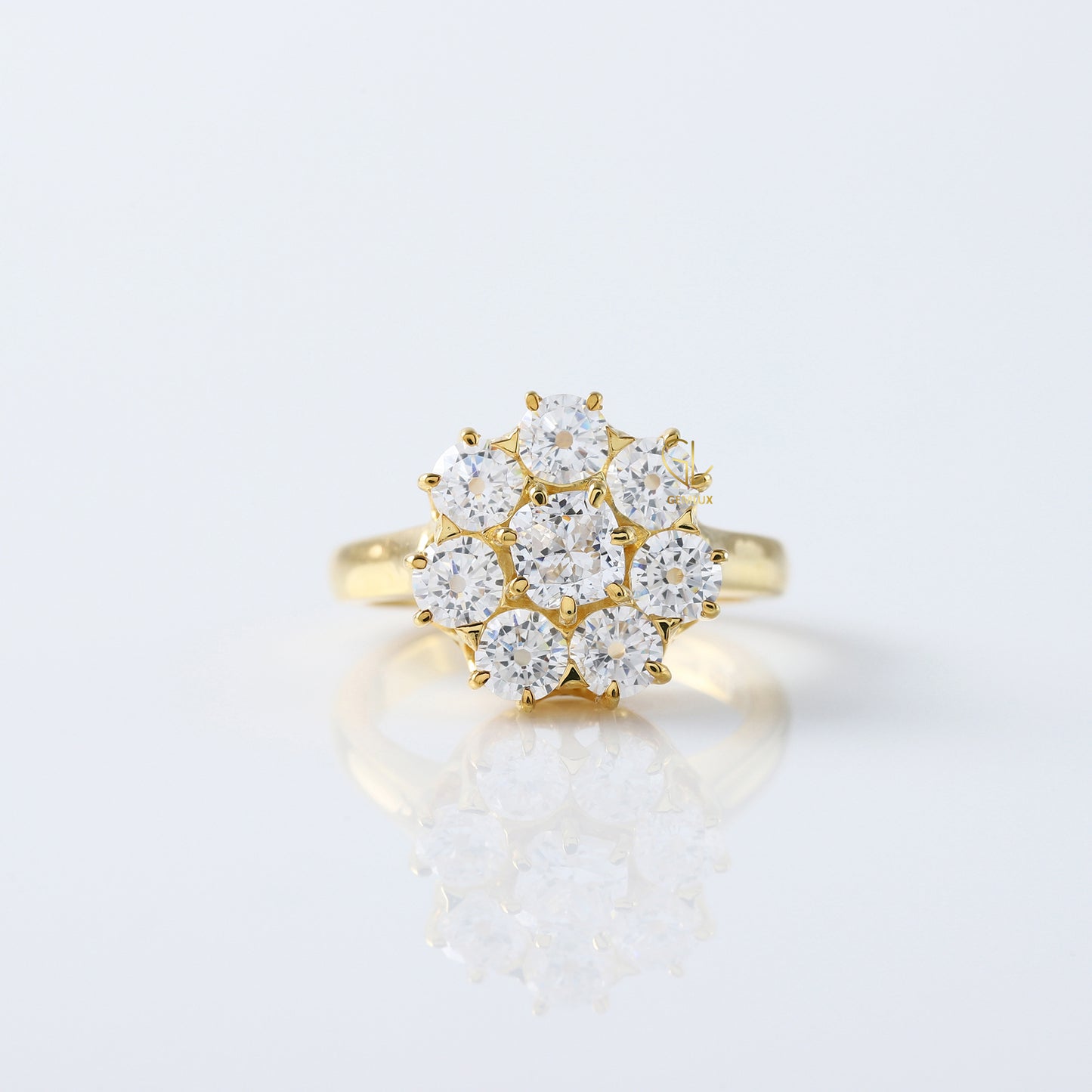 Cushion Cut Moissanite Floral Halo Engagement Ring