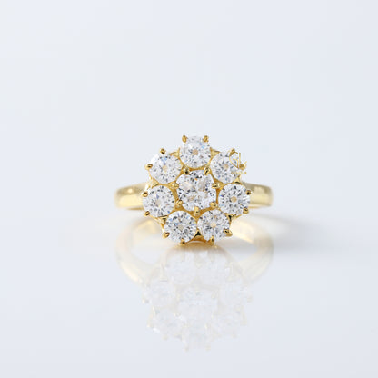 Cushion Cut Moissanite Floral Halo Engagement Ring