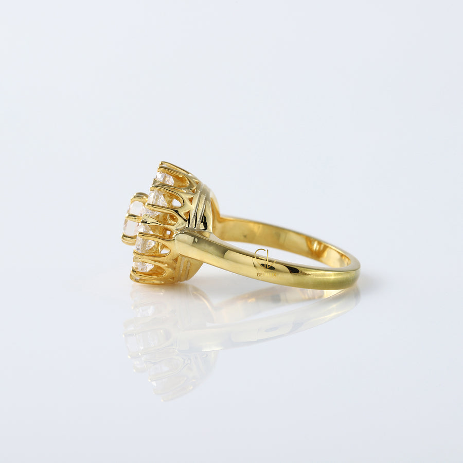 Cushion Cut Moissanite Floral Engagement Ring