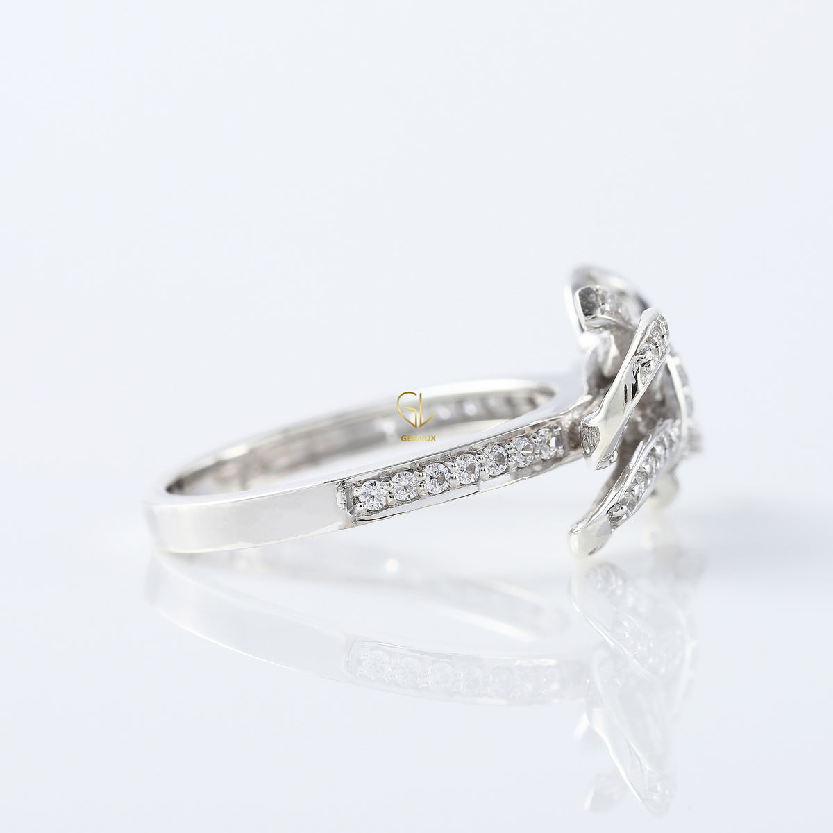 Round Cut Lab Grown Bow Knot Engagement Ring
