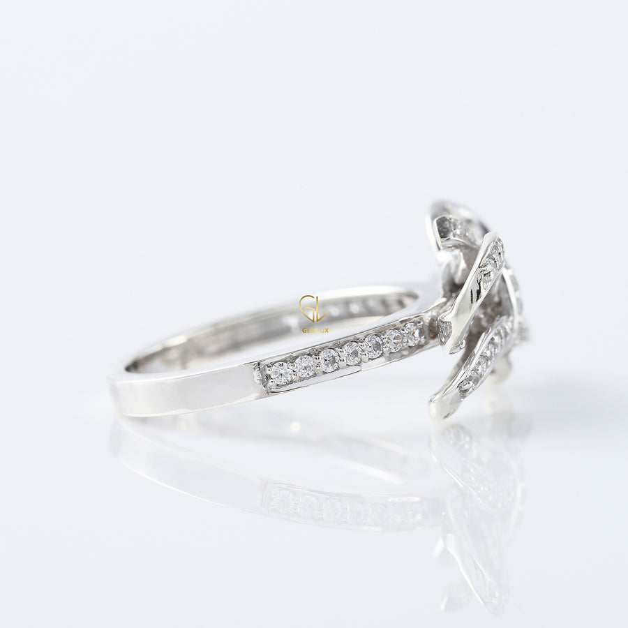 Round Cut Lab Grown Bow Knot Engagement Ring