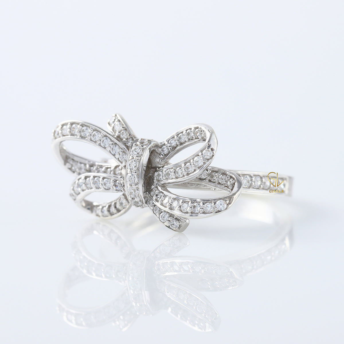 Round Cut Lab Grown Bow Knot Engagement Ring